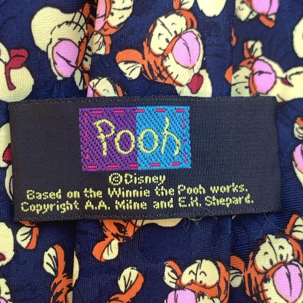 Disney Pooh Tigger Tie Mens Navy Blue‎ Necktie Allover Print Winnie the Pooh